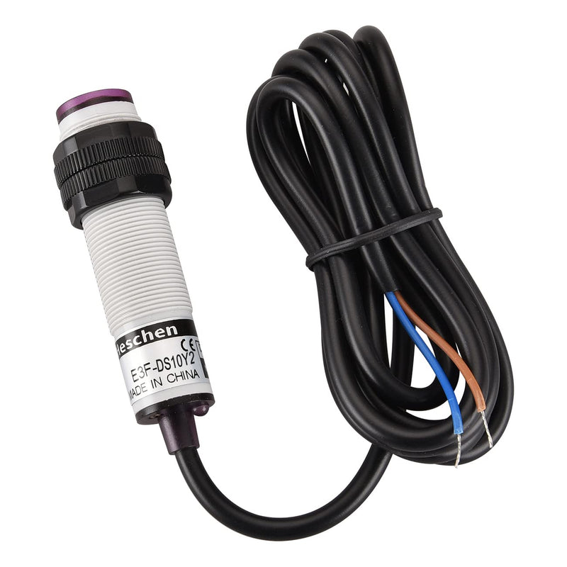 Heschen M18 Column Infrared Photoelectric Proximity Switch, Diffuse Reflection Type, E3F-DS10Y2, Detection Distance 10 cm, 90-250VAC 400mA, Normally Closed (NC), 2 Wires