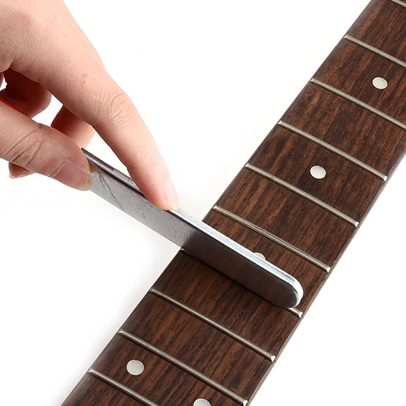 SOUJOY 17 Pieces Guitar Luthier Tool Set, Fret Rubber Hammer, Fret Crowning File, Fret Leveling Beam Sanding Leveler Beam, Fret Rocker, Fingerboard Guards, String Spreaders for Guitar Bass