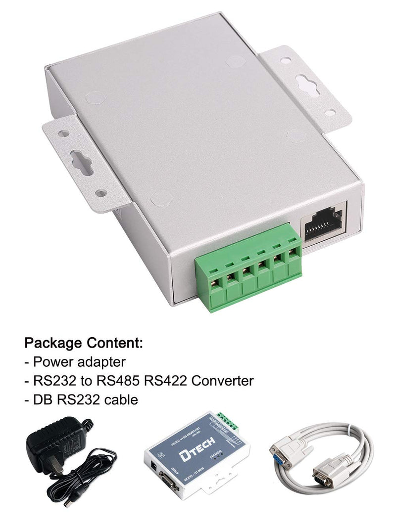 DTECH Active Isolated RS232 to RS485 RS422 Converter with RJ45 Serial Port Terminal Board Power Adapter DB9 Cable Optical Isolation Protection 2.5kV