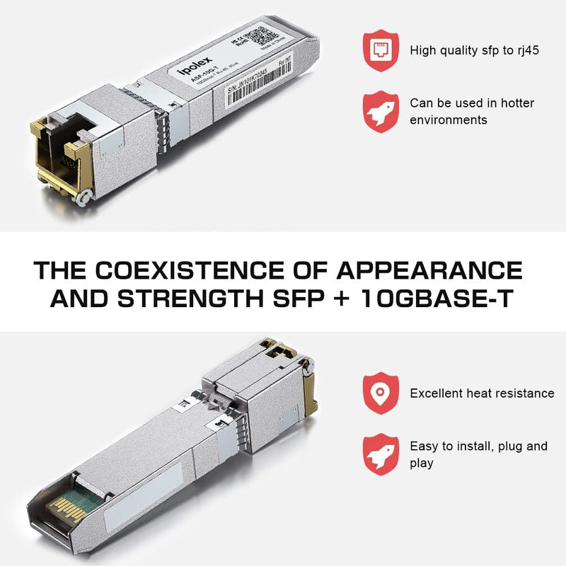 ipolex 10G SFP+ RJ45 Copper Transceiver, 10GBase-T RJ-45 SFP+ Module, Compatible for HPP, HP Aruba (CAT6a/CAT7, 30m)