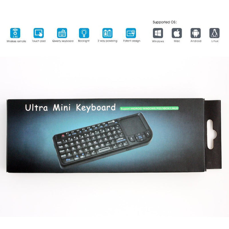 Miritz 2.4G Wireless Mini Keyboard and Mouse Touchpad Remote Control with Laser Pointer ,for Windows/Android/Google/Smart TV/HTPC/IPTV/Mac OS/Linux Black