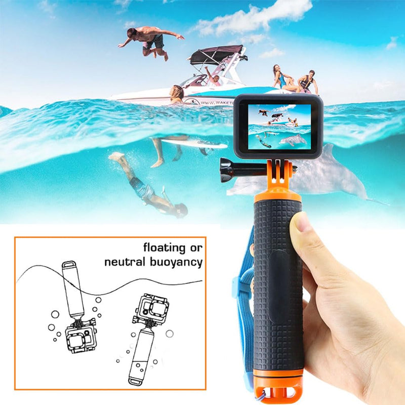 Waterproof Floating Hand Grip Handle for GoPro Hero 12 11 10 9 8 7 6 5 4 Session 3+ 2 1 Fusion Max Black Silver Action Cameras