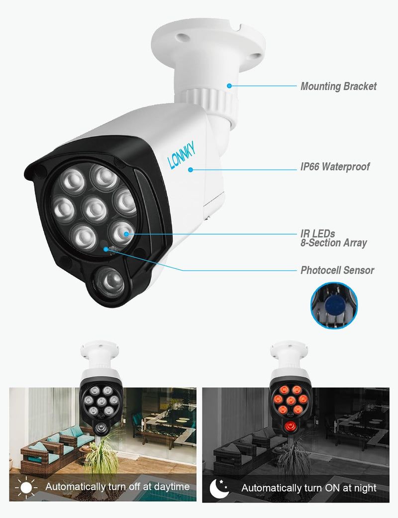 LONNKY 8-LED IR Illuminator, 90 Degree Wide Angle, 100Ft Range, White