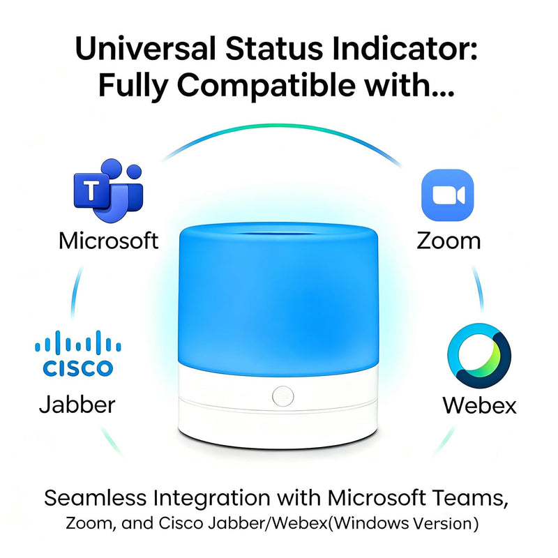 USB Status Busylight – Compatible with Microsoft Teams, Zoom, and Cisco Jabber/Webex – Auto-Syncs (Free Software Required) or Tap to Manually Change Color – Real-Time Availability for Office