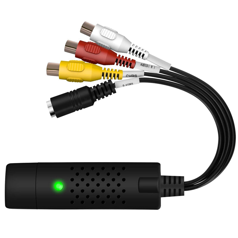 VHS to Digital Converter, USB 2.0 Video Capture Card,Old VHS VCR Mini DV Hi8 DVD to Digital Converter for MAC/PC,RCA to USB Video Converter,TV Tape Player Camcorder Windows Mac Compatible Black116