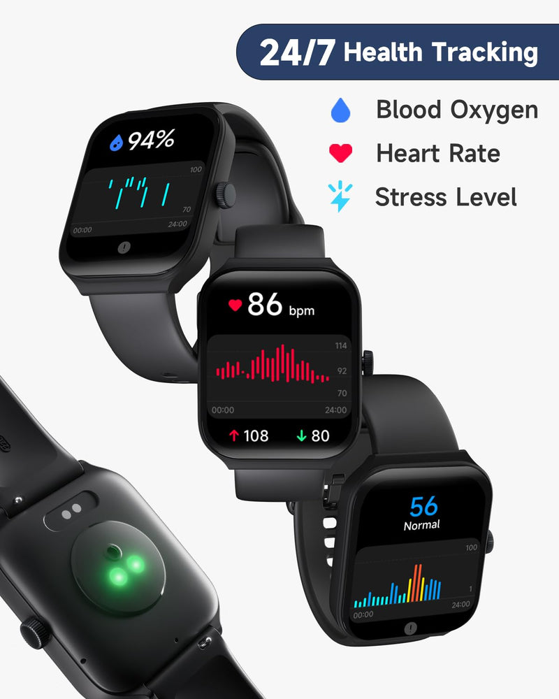 1.95" Smart Watch for Men Women with ALEXA, Fitness Watch for Android iOS | Call Function, Message Notifications, Pedometer, Heart Rate, Sleep Monitor, 100 Sport Modes, IP68 Waterproof, 100 Watch Faces Black