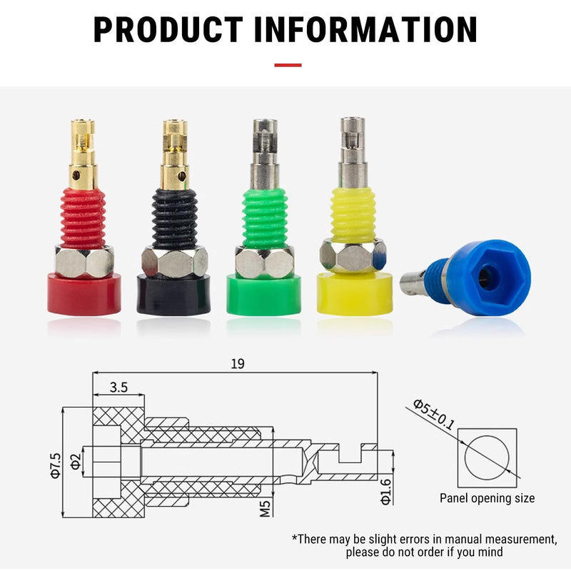 Banana Socket Jack, 10 Pieces 2 mm Banana Socket Banana Socket Connection Clamp Adapter, Banana Plug Socket Adapter Banana Plug Socket for Panel Mounting Banana Plug Socket Jack Connectors