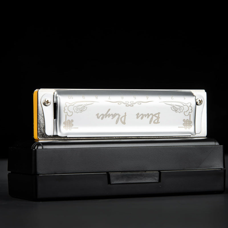 East top Upgrade Diatonic Blues Harmonica,10 Hole Diatonic harmonica,Blues Player 2.0 Mouth Organ Harmonica, Deluxe Harmonicas For All Levels, Professionals and Students Silver2-C