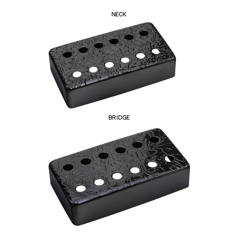 [AUSTRALIA] - Set of 2 Brass Guitar Pickup Covers Black 50mm/52mm Pole Spcing Electric Guitar Pickup Covers Humbucker Guitar Pickup Cover Metal Guitar Pickup Covers for Ep Lp Les Paul Electric Guitar flower pattern 