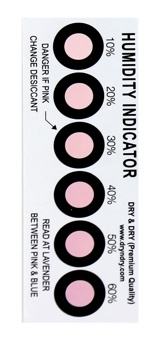 Dry & Dry Premium Humidity Indicator Cards 20 Pack (Reusable) - 10-60% 6 Spot (20 Cards)