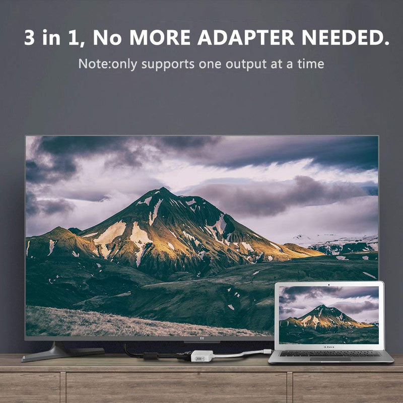 Mini DisplayPort to HDMI DVI VGA Adapter,Microsoft Surface Pro 6 5 4 3 Video Display Converter,Thunderbolt to HDMI VGA DVI Adaptor for Mini DP Mac,MacBook Pro,Air,MS Surface Book to Projector,Monitor