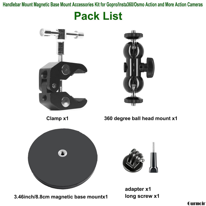[AUSTRALIA] - Gurmoir Action Camera Motorcycle Mount Kit with Magnetic Base for Gopro Hero 13 12 11 10 9 8/DJI Osmo Action 6/5 pro/4/Insta360 X5/X4/3/Go Pro Mini/Max/Max 2 