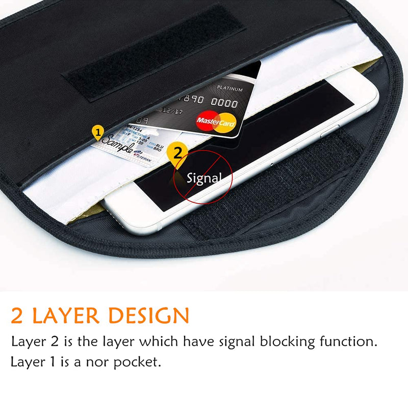 2 Pack Faraday Bags for Car Keys and Cell Phone, Signal Blocking Key Pouch, Anti Theft Car Protection, Cell Phone WiFi/GSM/LTE/NFC/RFID/Keyless Entry Fob Signal Blocking Pouch