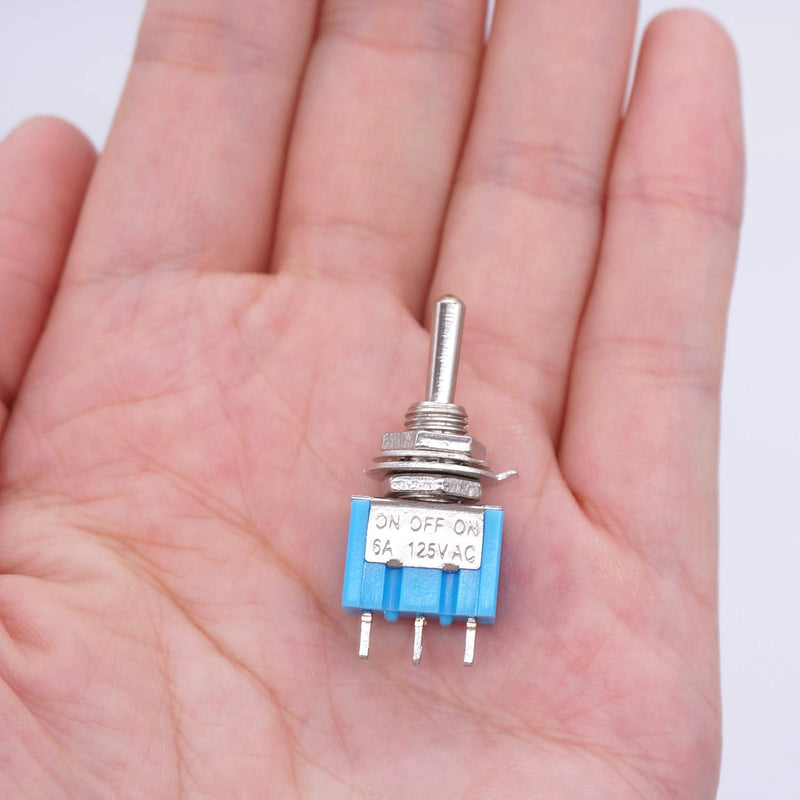 [AUSTRALIA] - Taiss / 10 pieces blue mini toggle switch on/off 3 position SPDT 3 pin MTS-103 3pin ON / OFF / ON 