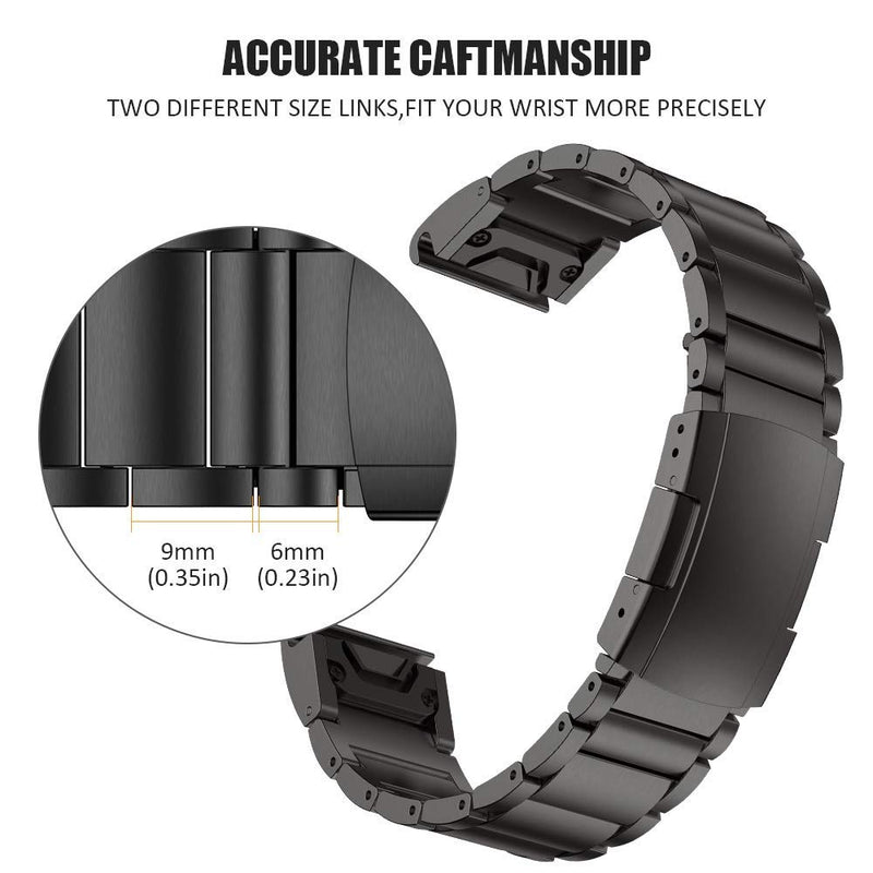 NotoCity Compatible with Fenix 6 Titanium Alloy Watch Band 22mm Width Watch Strap for Fenix 5/Fenix 5 Plus/Fenix 6/Fenix 6 Pro/Forerunner 935/Approach S60/Quatix 5 (Black)