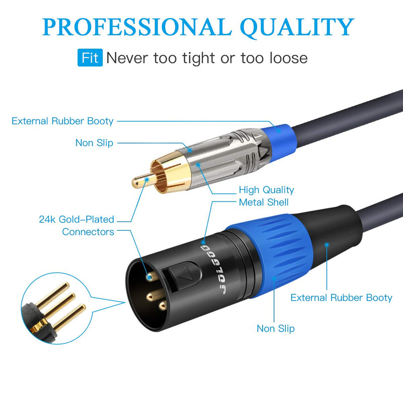 RCA to XLR Cable - Dual RCA/XLR Male HiFi Audio Cable, 10 Feet, 4N OFC Wire, for Amplifier, Mixer, Microphone Dual RCA Male to Dual XLR Male