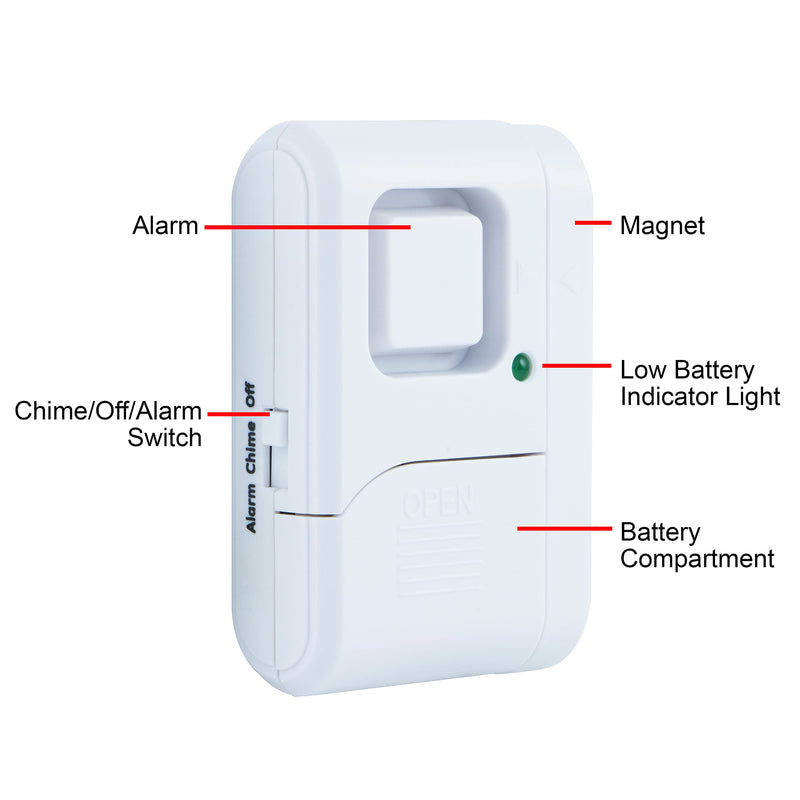 [AUSTRALIA] - UltraPro Personal Security Window and Door Alarm, 12 Pack, DIY Protection, Burglar Alert, Wireless Chime/Alarm, Easy Installation, Home Security, Ideal for Home, Garage, Apartment, White, 45989 