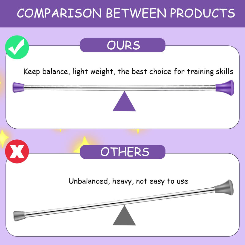 4 Pack Twirling Baton 21 Inch Band Marching Baton Stainless Steel Conductors Metal Gymnastics Parade Stick Dance Ribbon Streamer for Kid Girl