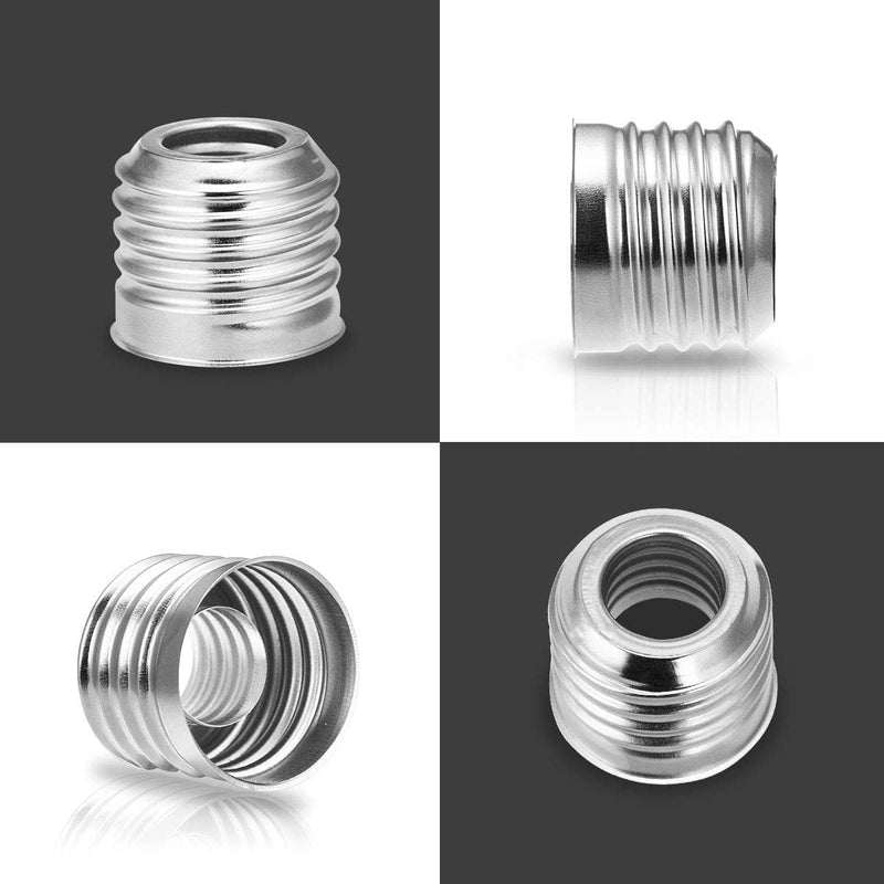 UU19EE E14 to E27 LED Bulbs Socket Adapter, Lamp Holder Converter, Nickel Plated Iron, Edison Screw Adapter Converter, for LED Lamp, Incandescent Lamp, 230 V, Not Dimmable, Pack of 6
