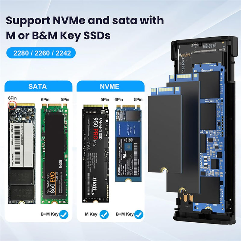 Type-C USB3.2 USB4 20Gbps to M-Key M.2 NGFF NVME SATA SSD PCBA Enclosure 2280/2242/2260mm RTL9220 type-c to M-key 2280/2242/2260mm