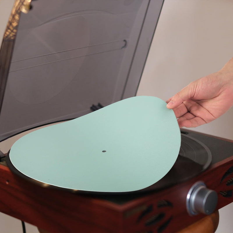 12in Turntable Platter Mat, Leather Record Player Mat Anti-Static LP Slipmat Anti-Skid Turntable Pad Vinyl Record Mat to Reduce Noise Due to Static & Dust for All LP Vinyl Record Players Home