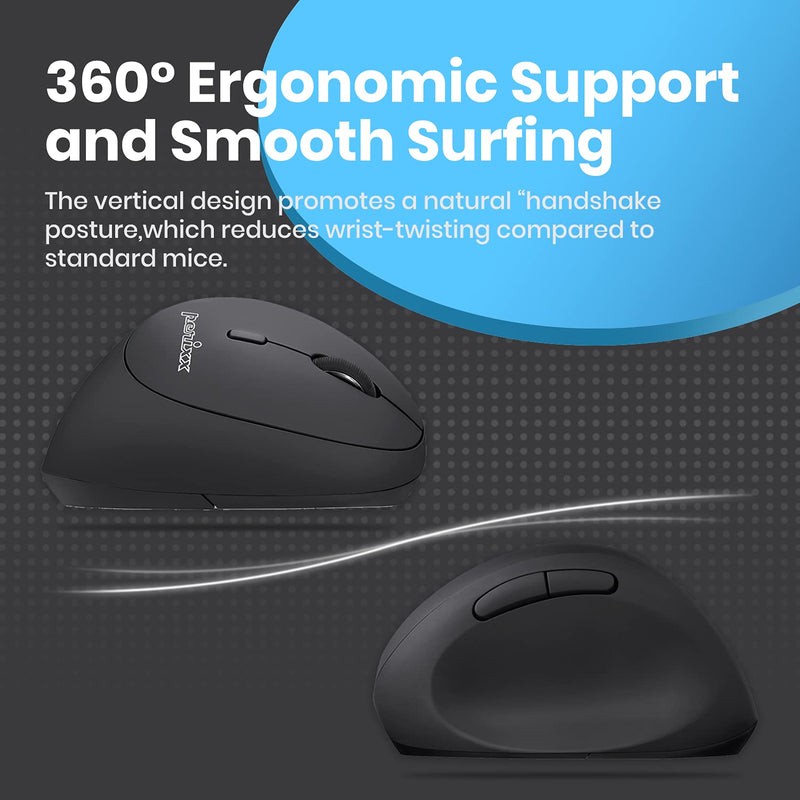 Perixx PERIMICE-719 Wireless 2.4 GHz Ergonomic Vertical Optical Mouse, Portable Mini Size, 3 Level DPI, Right Handed, Black
