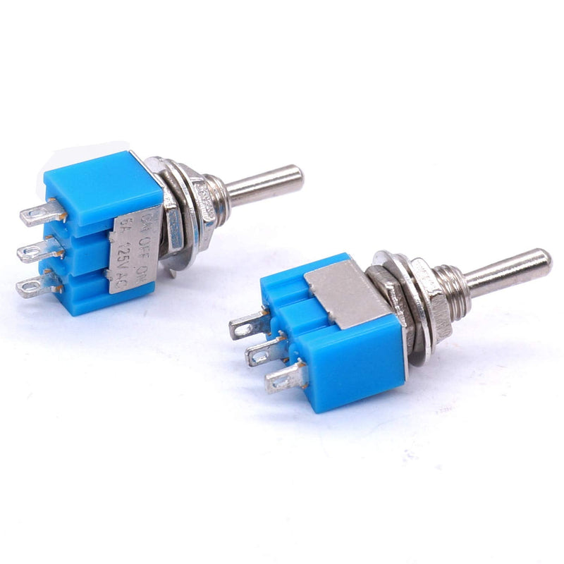 [AUSTRALIA] - Taiss / 10 pieces blue mini toggle switch on/off 3 position SPDT 3 pin MTS-103 3pin ON / OFF / ON 