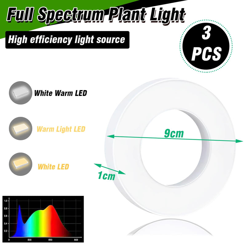 SciFiVisi Pack of 3 Plant Lamps, LED Full Spectrum, Plant Light with Auto Timer, 3 Colours, 10 Brightnesses, LED Plant Lamp for Indoor Plants (White, 3 Heads) White 3 Heads