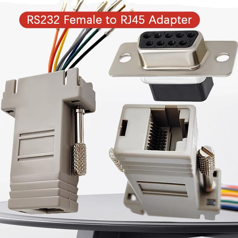 10PCS DB9 Female Ethernet Adapter, 9 Pin Serial Port Female to RJ45 Ethernet LAN Extend Modular Converter, F/F