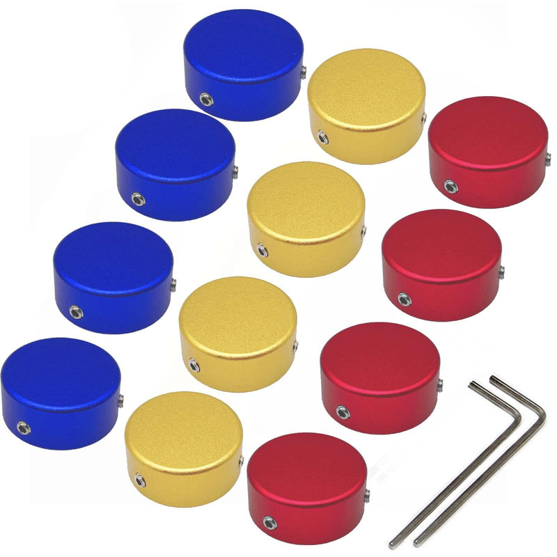 Footswitch Topper Guitar Pedal Button Caps with 3 Set Screws and Protective Fitting Increasing Accuracy,Comfort for Common Switches diameter of 3/8"| SOLUTEK BUTTONS V1 12Pcs Red Blue Gold RedBlueGold