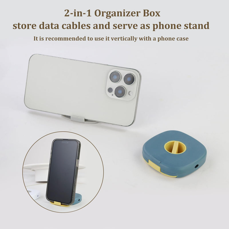 Practical Retractable Cable Management, Portable Cord Organizer with Mobile Phone Holder Function, Small Cable Holder for storing Data Cables and Headphone Cables (White) White