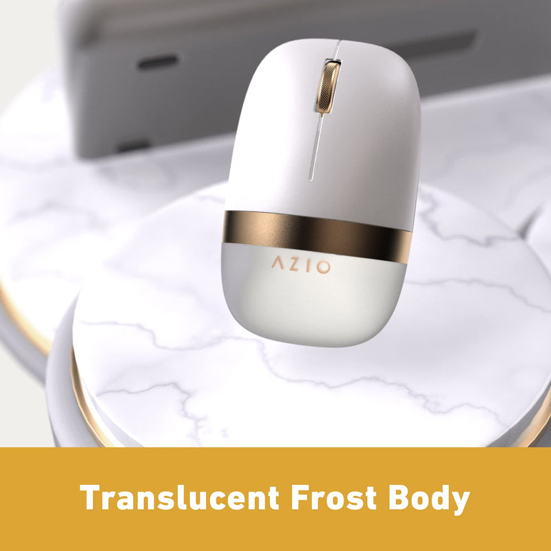 AZIO IZO Wireless Bluetooth Mouse with Round Ergonomic Form, Optical Sensor, Adjustable DPI, Rechargeable, PC & Mac - White Blossom