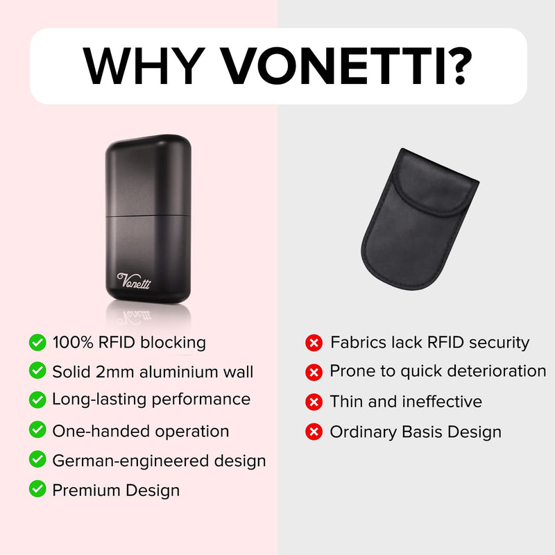 VONETTI Bello Faraday Box for Car Keys RFID Blocking Pouch Anti-Theft Key Fob Protector & Car Case Key - Signal Blocker Box Key Holder - Car Accessories Interior Faraday Pouch for Key Fob Security Box