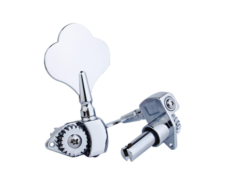 [AUSTRALIA] - Guyker Open Frame Electric Bass Machine Head (3R + 2L) - 1:20 Ratio Gear Tuners Tuning Key Pegs - chrome 3R + 2L 