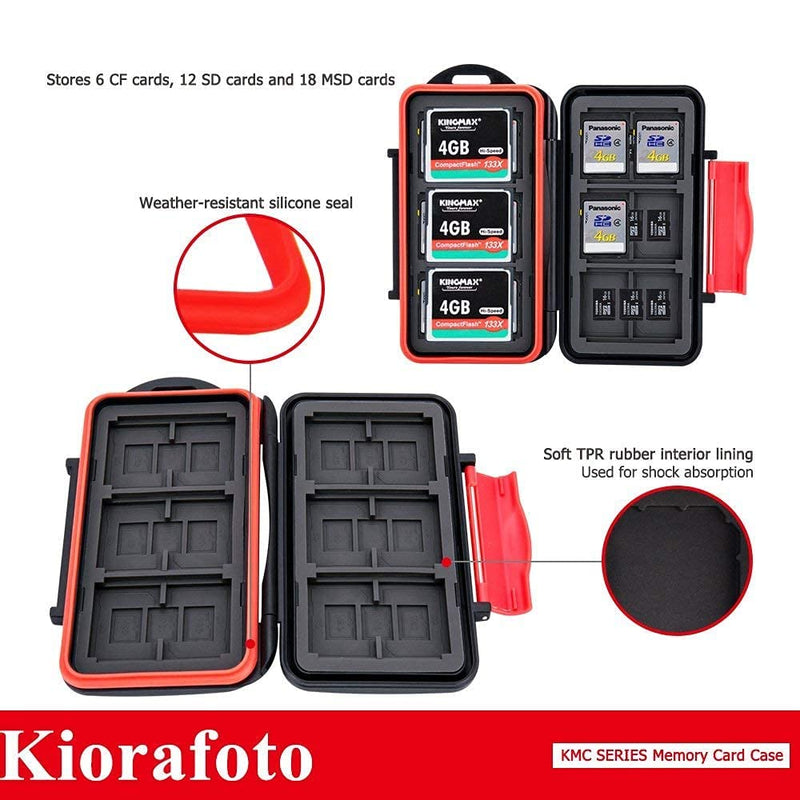 36 Slots Memory Card Case + 120 Count Card Labels: Water-Resistant Camera Memory Card Holder with Memory Card Labels for SD SDHC SDXC CF MSD Memory Card