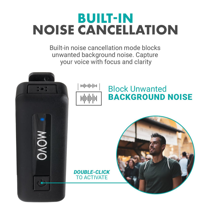 [AUSTRALIA] - Movo Mini USB-C Duo Wireless Microphone for iPhone 15/16/17 and up - Ultracompact Microphone for iPhone 15/16/17 with Clip on Wireless Lavalier Mic 2 Transmitters 