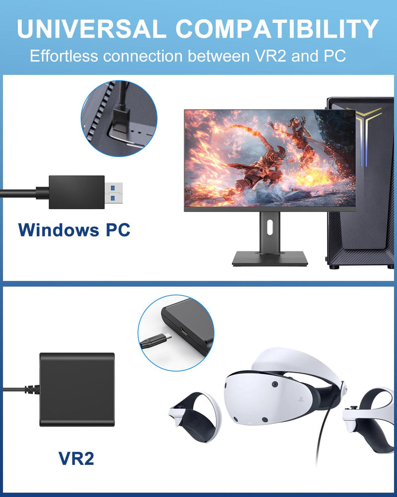 [AUSTRALIA] - PC Adapter for VR2 Headset, VR2 to PC Converter for SteamVR Gaming on Windows, Stable Signal, Durable Aluminum Alloy Housing 