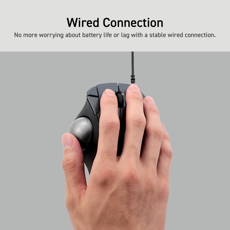 ELECOM Ergonomic Comfort Design Trackball IST Wired USB-A Connection, Smooth Tracking with Ruby Ball Bearing, 36mm Ball, Thumb Control, Compatible for Windows, PC, and Mac Black (M-IT10URBK)