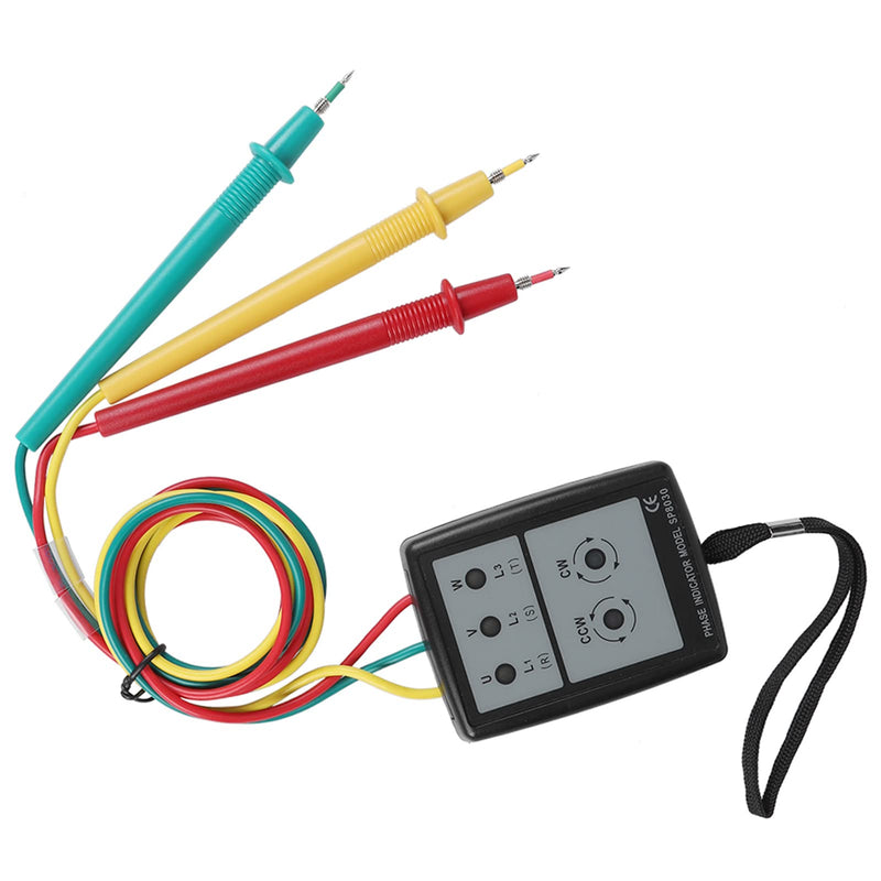 Akozon SP8030 Digital Phase Rotation Indicator LED Sequence Counter with Buzzer Display 3 Phase AC Voltage from 200 V to 480 V Tester