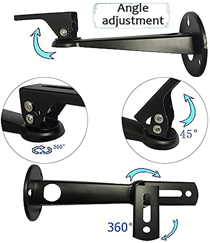 Black Camera Wall Mount Bracket Mini Projector Wall Mount Adjustable Camera Hanger Holder Length 7.87" 1/4” Thread Load 7.8 lbs 360° Rotation for Projectors CCTV DVR Cameras Camcorder black