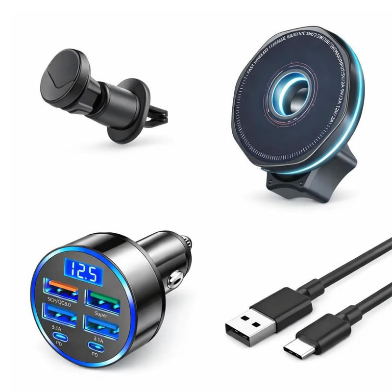 MagLock Plus Magnetic Wireless Car Mount Charger 15W, Phone Holder for Your Car with Fast Charging, 360° Rotation, Vent & Dashboard Mount, USB-C, Compatible with iPhone 11–17 Series