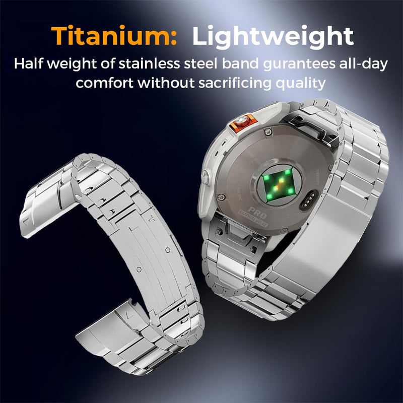No Tool Needed 26mm Titanium Metal WatchBand for Tactix 8 51mm/Instinct 3 50mm/Fenix 8 51mm/7X Pro/6X Pro, 22mm Metal Quick Fit Compatible for Tactix 8 47mm/Fenix 8 47mm/7/6 Pro/Forerunner 965 black