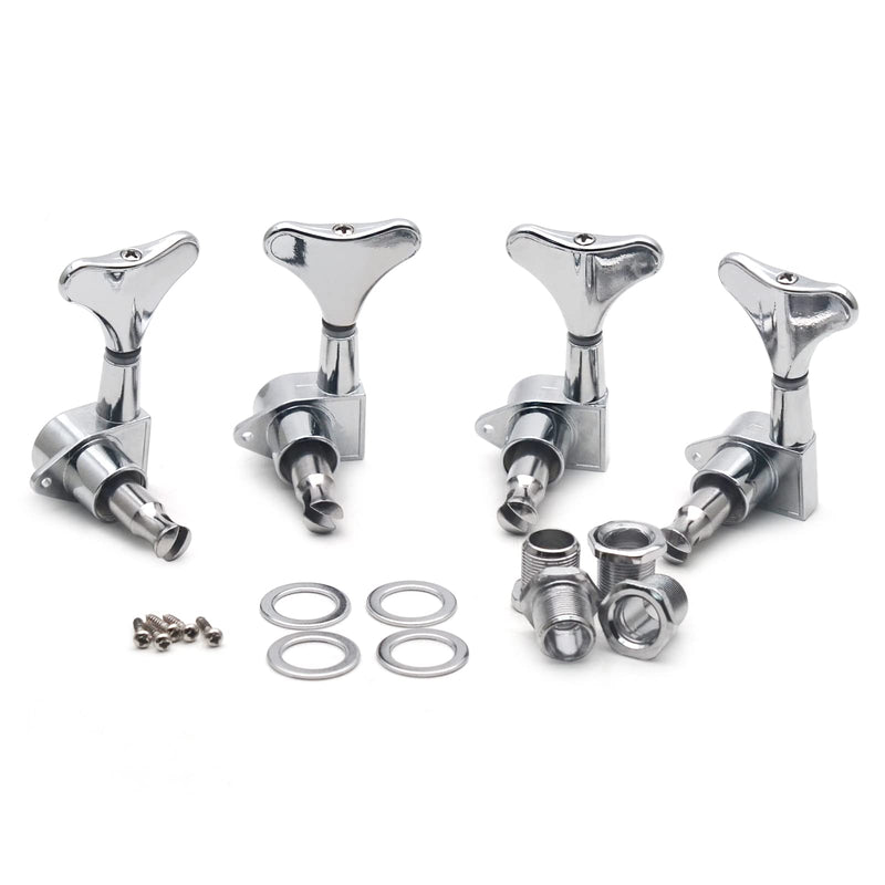 4R Electric Bass Guitar Sealed Tuning Pegs Tuners Machine Heads Tuning Keys/Buttons Guitar Parts Machine Head Tuners for Precision Bass and Jazz Bass (Chrome) Chrome