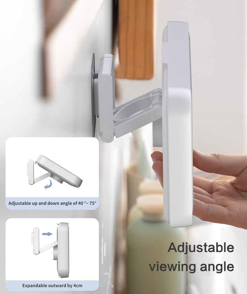 Waterproof Shower Phone Holder with 480° Rotation and Angle Adjustable, Enhanced Sound Quality, Fits Phones up to 7 Inches（White） White