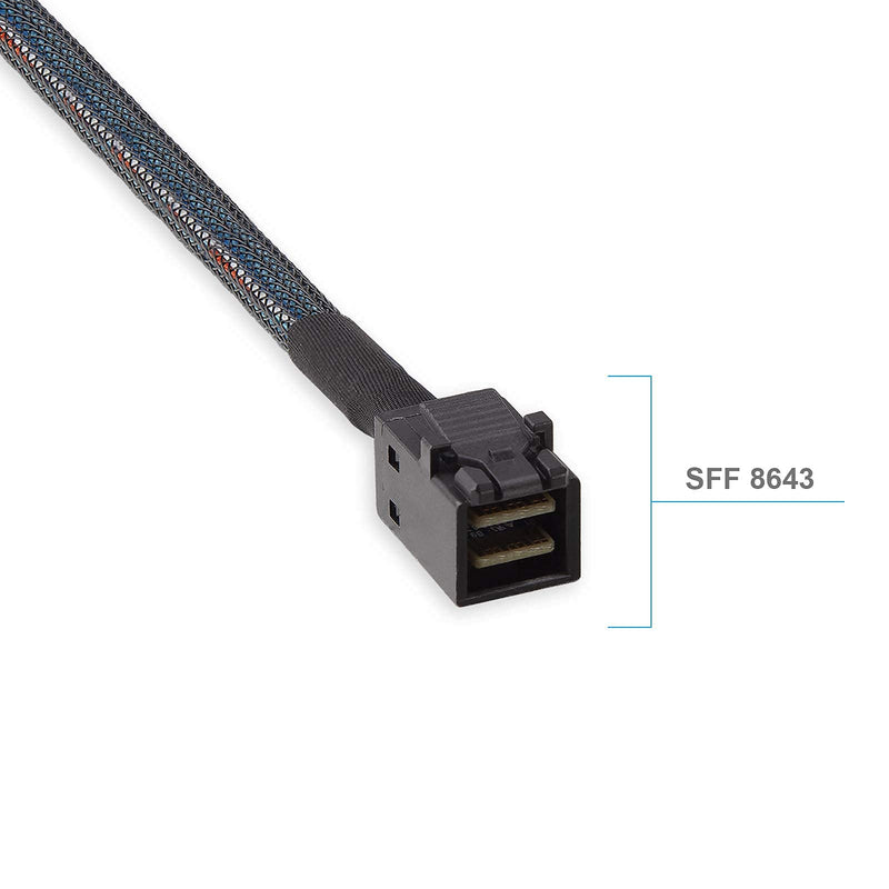 12G Internal Mini SAS SFF-8643 to U.2 SFF-8639 NVMe SSD Cable with 15 pin Male SATA Power Connector, PCIe 4.0, 85 Ohm, 1.6ft/0.5m 0.5 meter