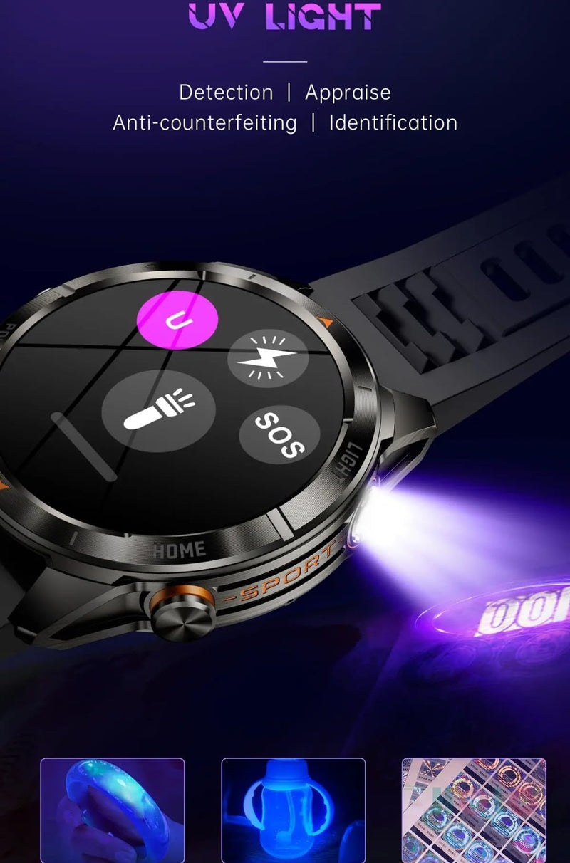 2025 Military Smart Watch for Men,1.46" HD Display,100+ Sport Modes,Heart Rate/Blood Oxygen,Flashlight,30M Waterproof Outdoor Fitness Tracker Watch with Bluetooth Call & Voice Assistant (Black) Black