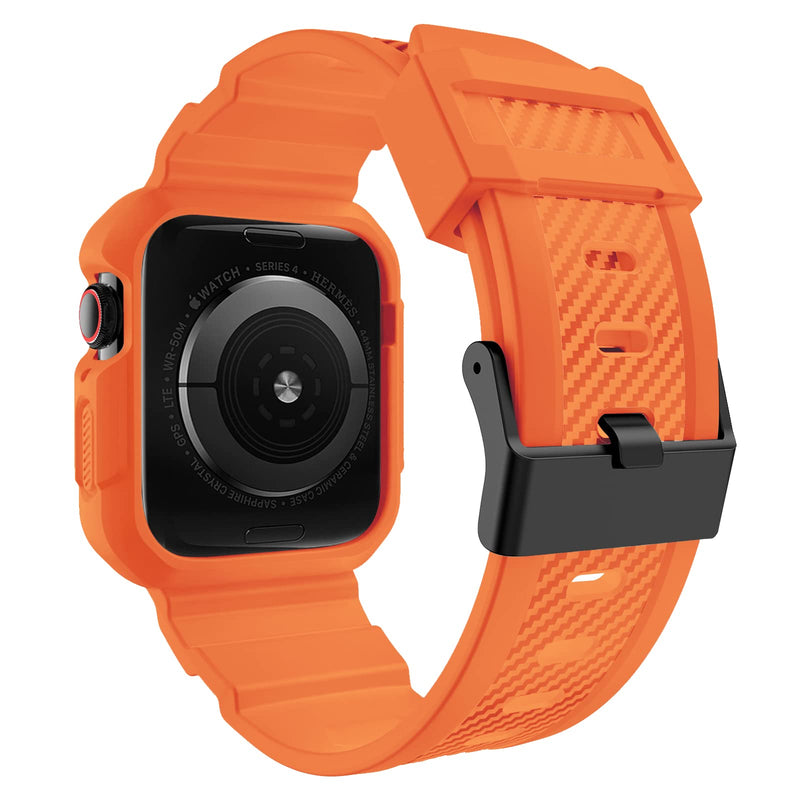 OROBAY Compatible with Apple Watch Band with Case 41mm 40mm 38mm, Matte Black and Orange