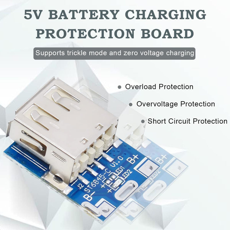 10Pcs 5V Step Up Board Lithium Battery Charging Protection Board Step Up Power Module 134N3P Charger Board LED Indicator for DIY Charger with 24AWG Cable