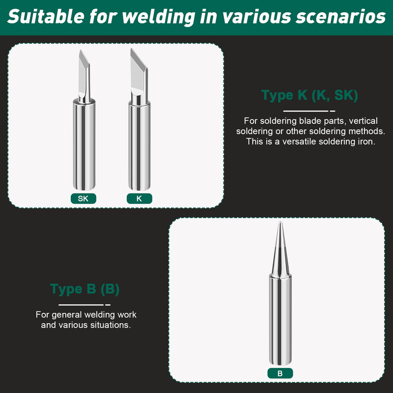 LPZMPZ Soldering Iron Set, 900 m Soldering Tips, Soldering Iron Tips, Lead-Free Soldering Tip, Compatible with Hakko, Yihua, Atten & More, for Soldering Station, Welding, Soldering etc. (Silver) 900M-T