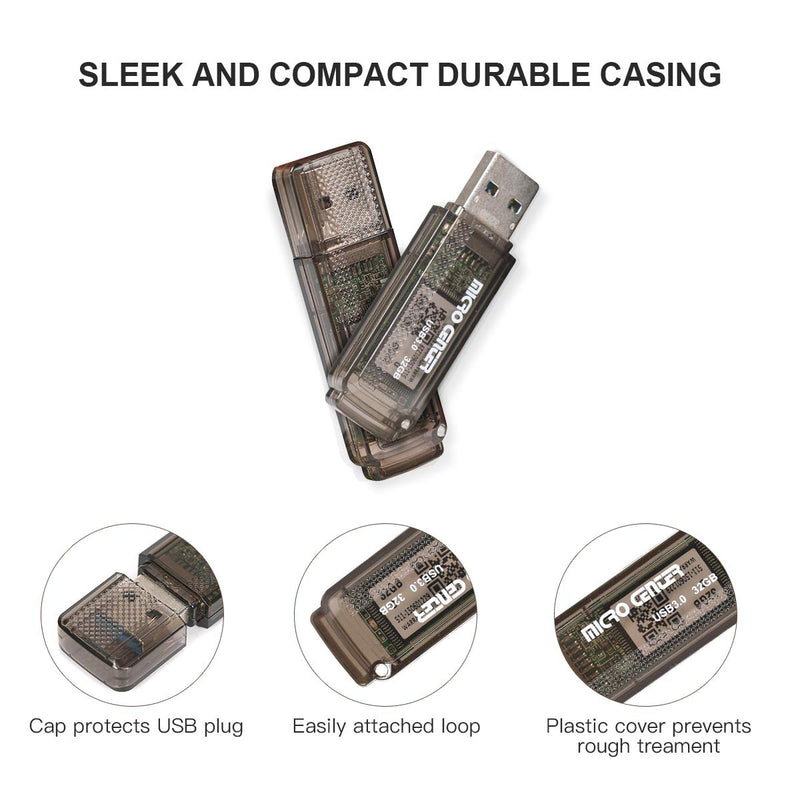 Micro Center SuperSpeed 5 Pack 32GB USB 3.0 Flash Drive Gum Size Memory Stick Thumb Drive Data Storage Jump Drive (32G 5-Pack)